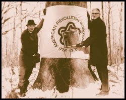 Bob McConnell and Hyland Johns dedicate a bicentennial tree, 1976.